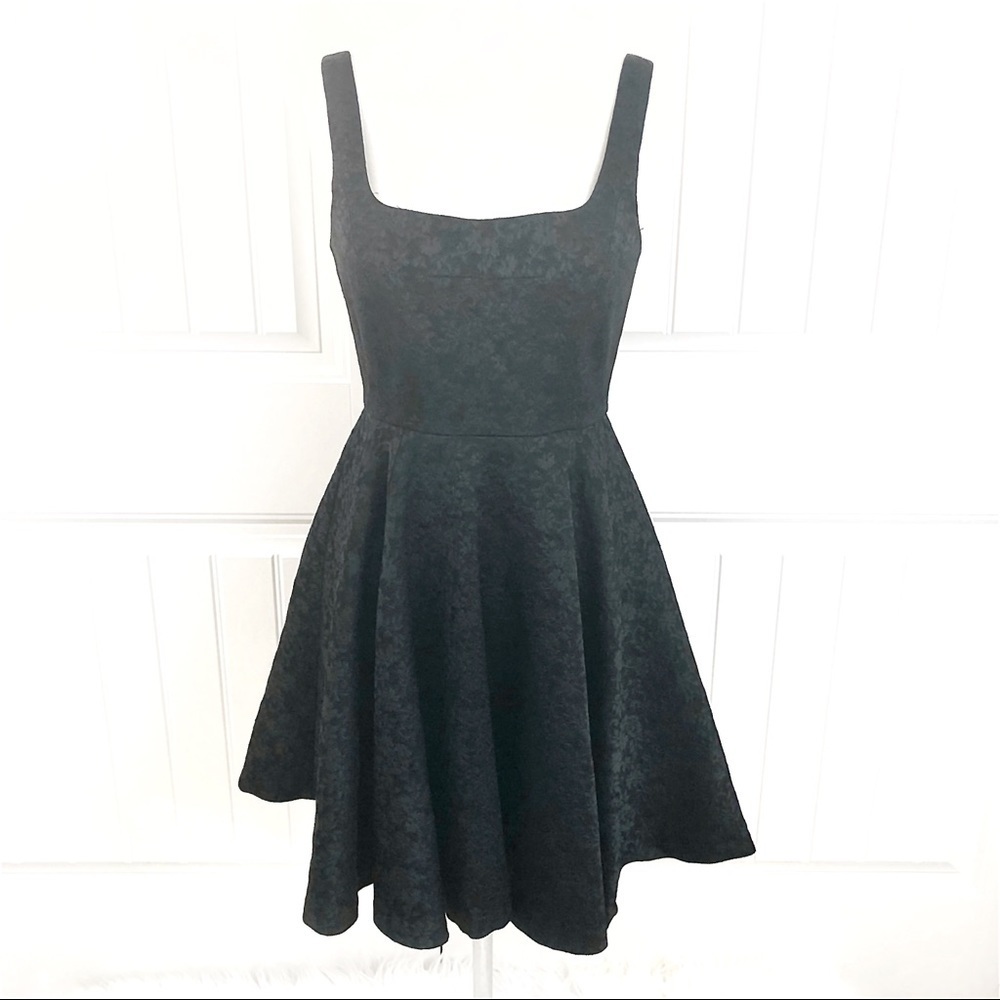 JILL Stuart Black Floral FitnFlare Cocktail Dress